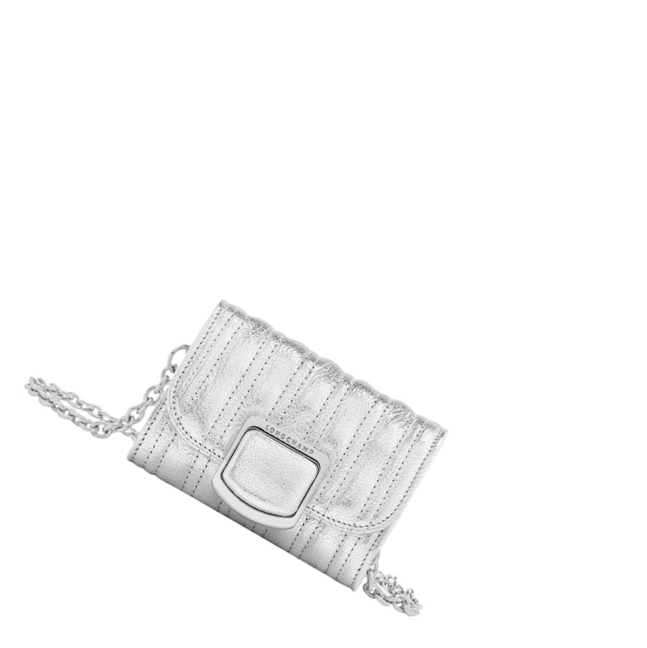 Longchamp Brioche Métal Naisten Vetoketjullinen Lompakko Hopea | Fi-YTJK256
