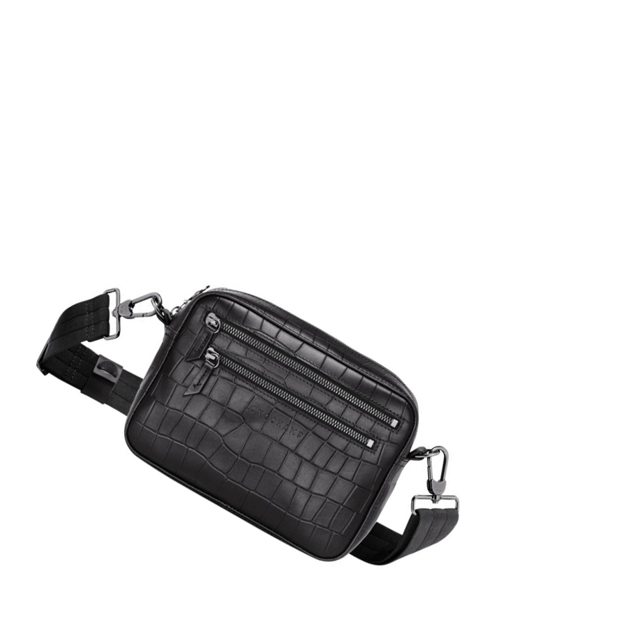 Longchamp Croco Block Miesten Crossbody Laukut Mustat | Fi-CXBT216