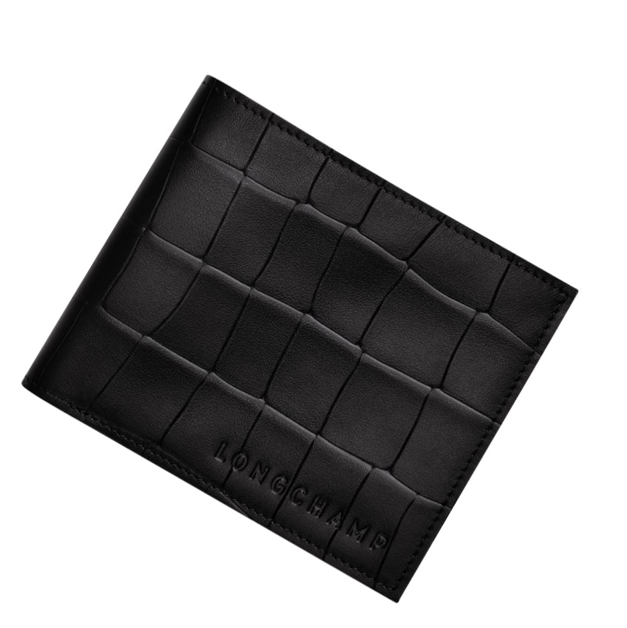 Longchamp Croco Block Miesten Lompakko Mustat | Fi-FHDJ219
