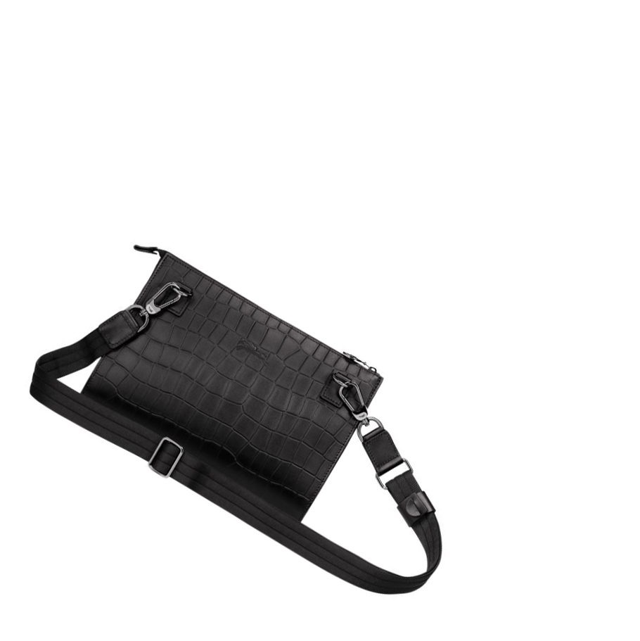 Longchamp Croco Block Naisten Crossbody Laukut Mustat | Fi-IDCH486