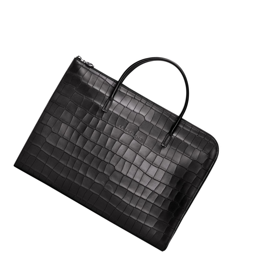 Longchamp Croco Block S Miesten Salkku Mustat | Fi-ACHL219