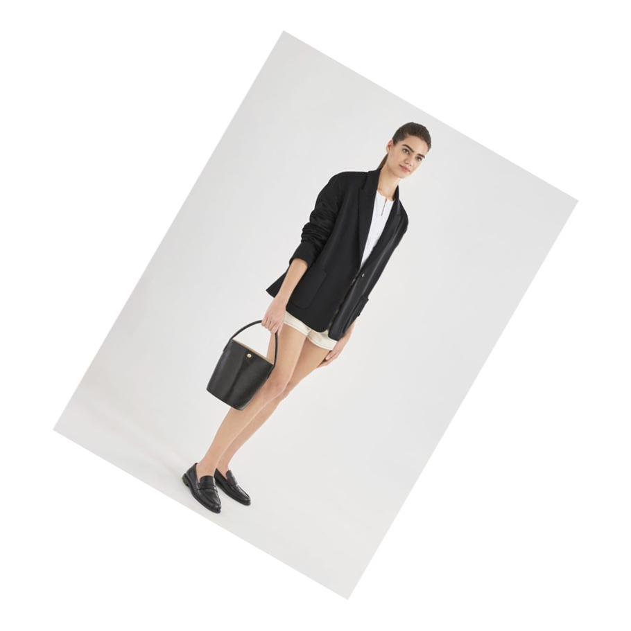 Longchamp Cuir De Russie Naisten Käsilaukut Mustat | Fi-PQNF296