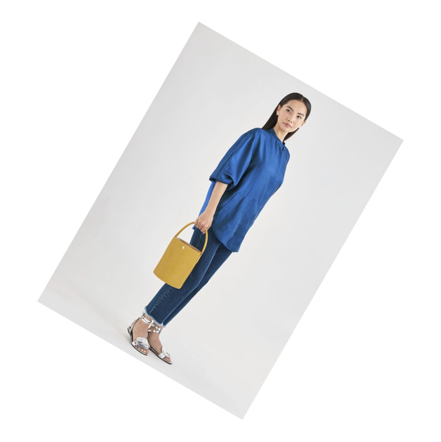 Longchamp Cuir De Russie Naisten Käsilaukut Keltainen | Fi-SZPG374