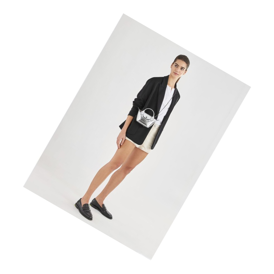 Longchamp Le Pliage Cuir Croco Naisten Crossbody Laukut Hopea | Fi-JNCM527