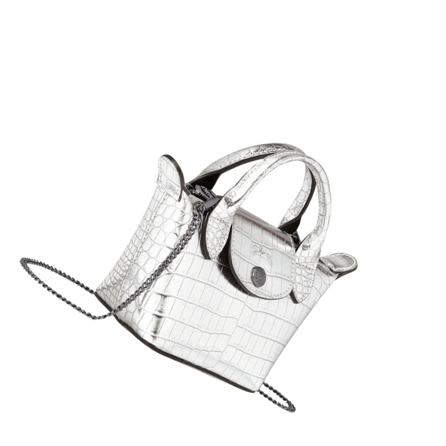 Longchamp Le Pliage Cuir Croco Naisten Crossbody Laukut Hopea | Fi-JNCM527