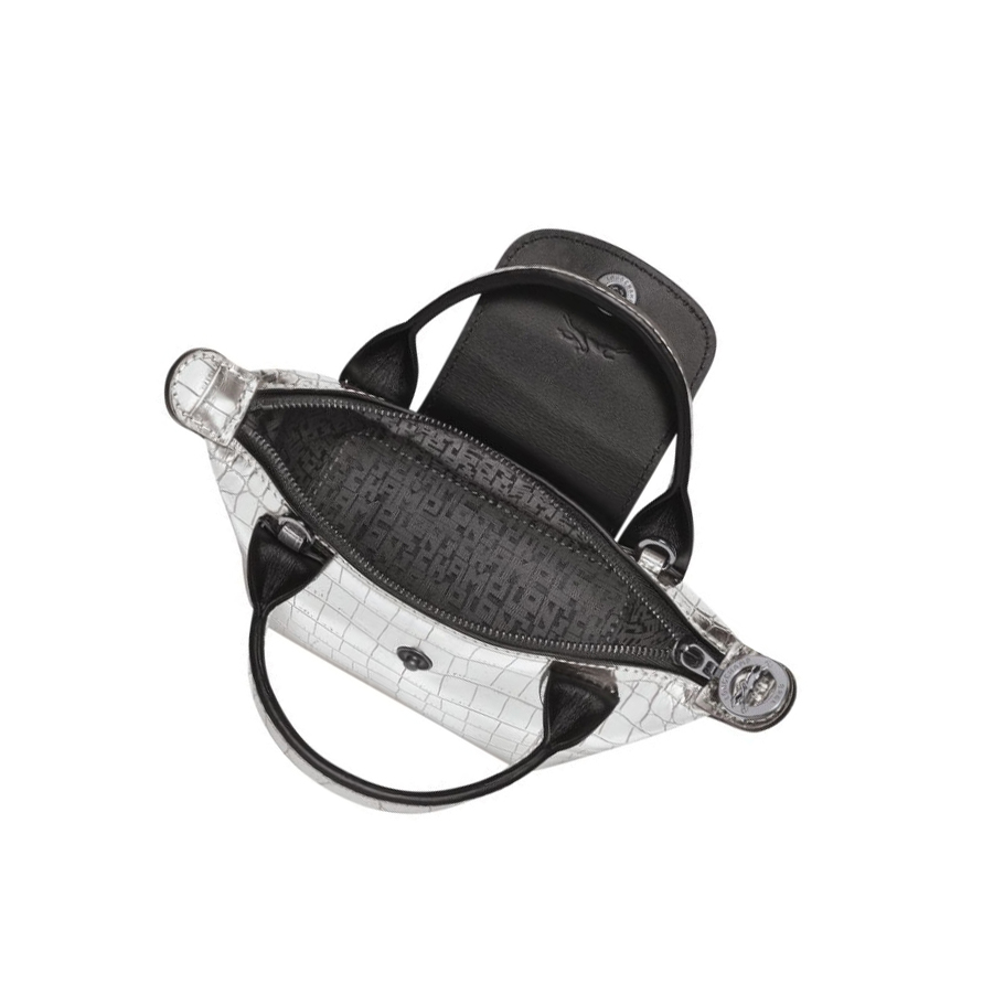 Longchamp Le Pliage Cuir Croco Naisten Crossbody Laukut Hopea | Fi-JNCM527