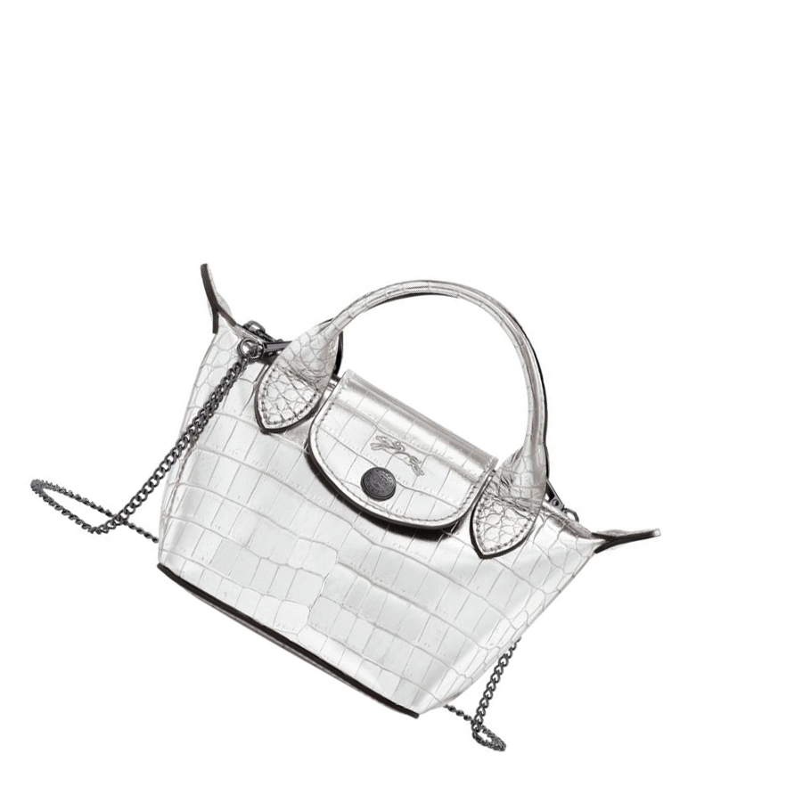 Longchamp Le Pliage Cuir Croco Naisten Crossbody Laukut Hopea | Fi-JNCM527