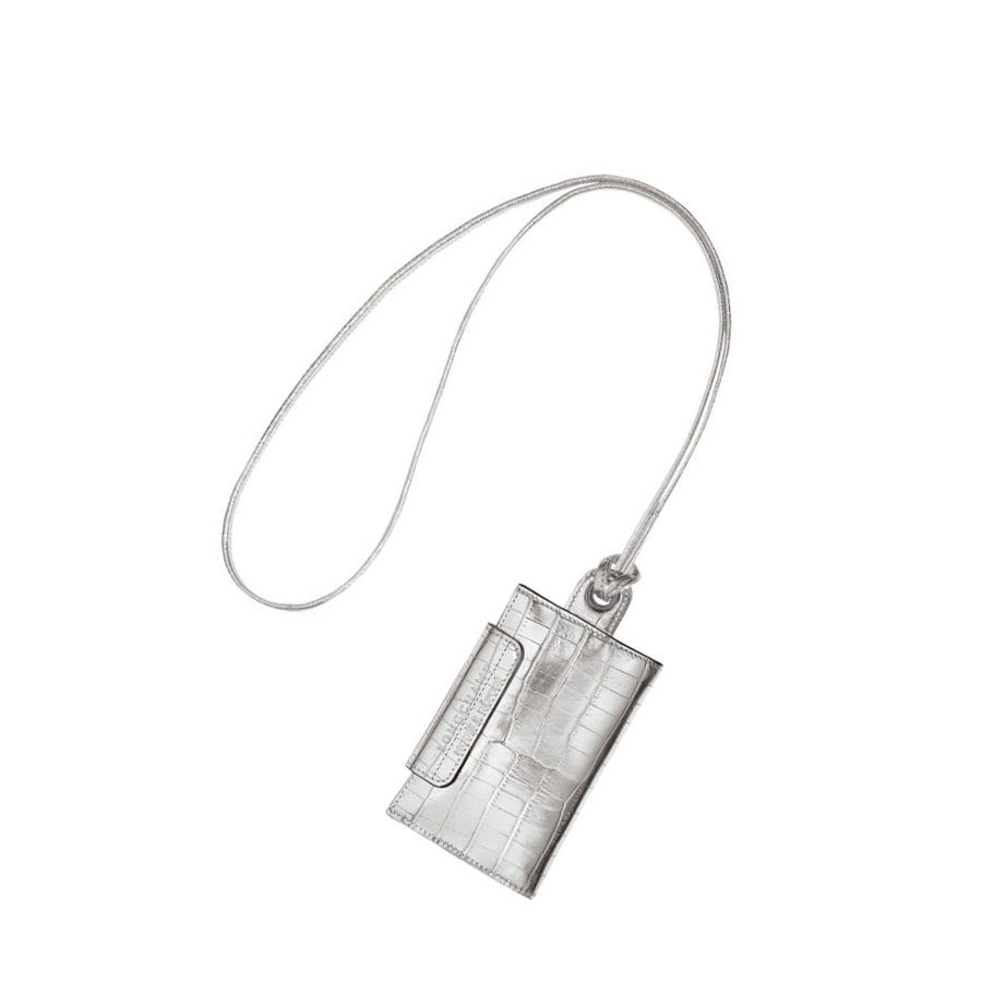 Longchamp Le Pliage Cuir Croco Naisten Kortinhaltijat Hopea | Fi-QFTK321