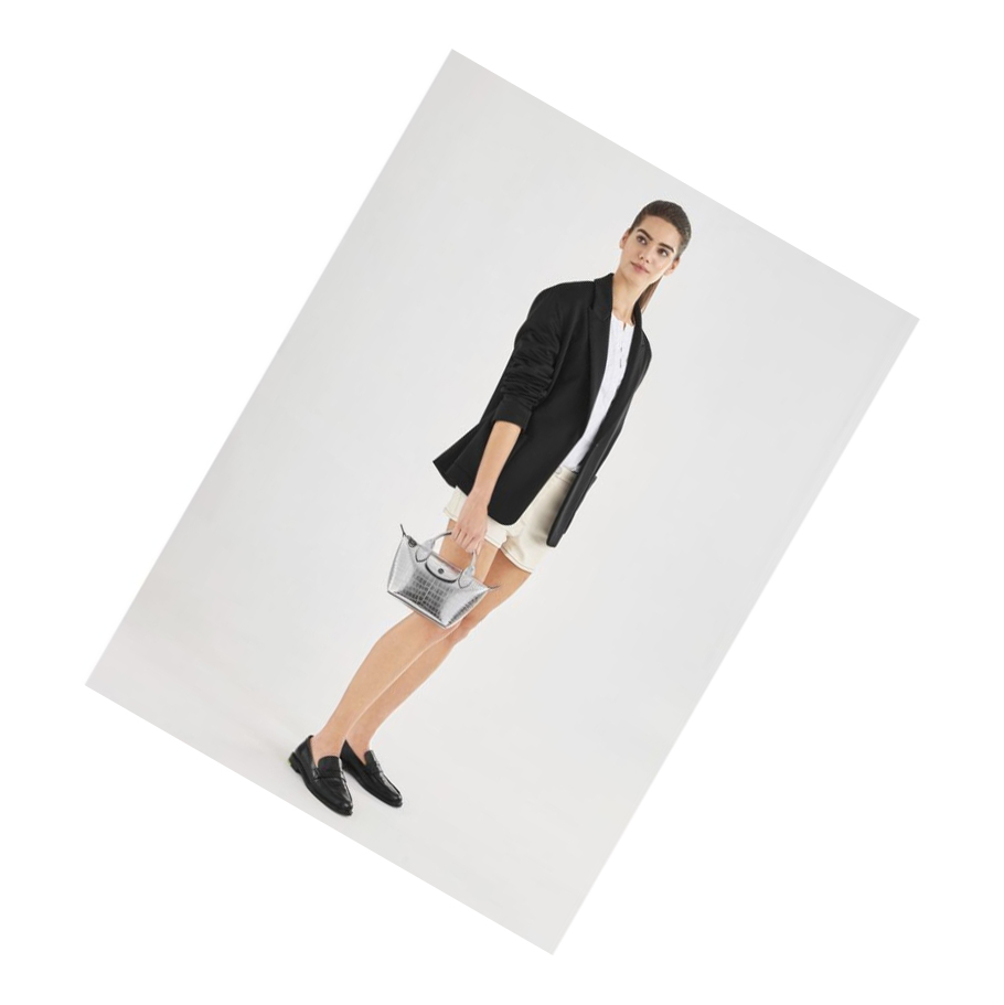 Longchamp Le Pliage Cuir Croco XS Naisten Käsilaukut Hopea | Fi-ZKOX725