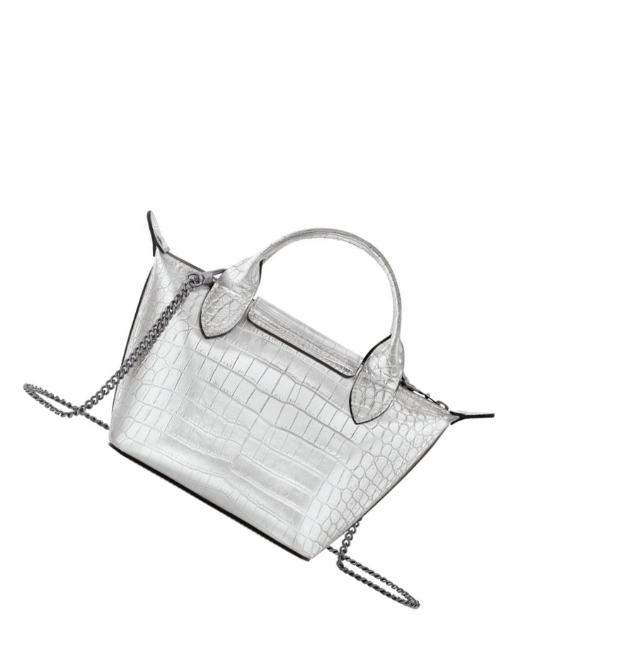 Longchamp Le Pliage Cuir Croco XS Naisten Käsilaukut Hopea | Fi-ZKOX725