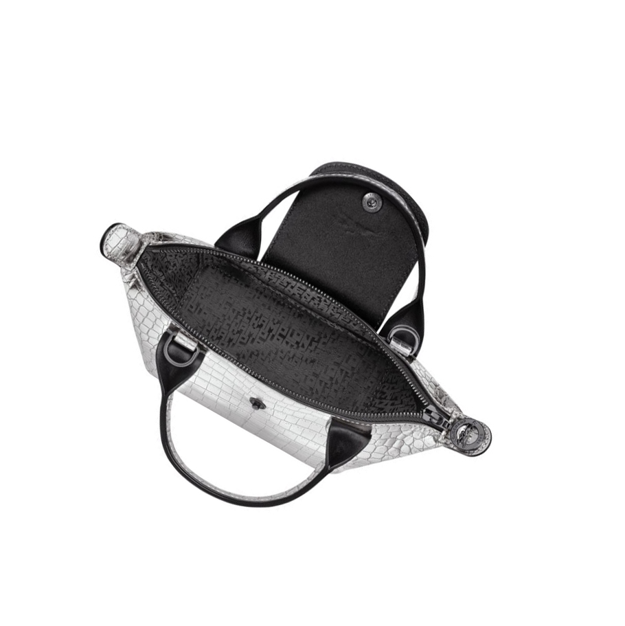 Longchamp Le Pliage Cuir Croco XS Naisten Käsilaukut Hopea | Fi-ZKOX725