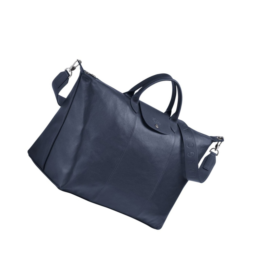 Longchamp Le Pliage Cuir L Naisten Matkakassit Laivastonsininen | Fi-HUIB687