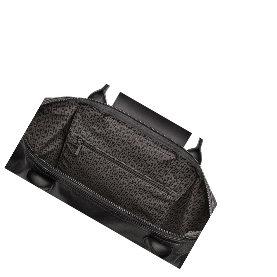 Longchamp Le Pliage Cuir M Naisten Käsilaukut Mustat | Fi-DCQH408