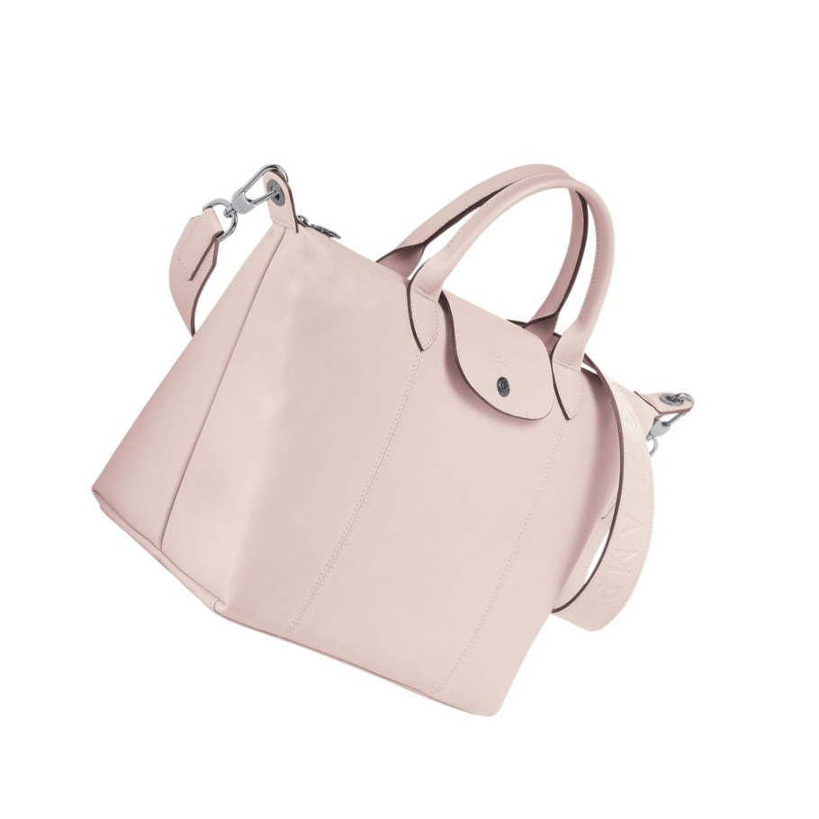 Longchamp Le Pliage Cuir M Naisten Käsilaukut Pinkki | Fi-IMQE340
