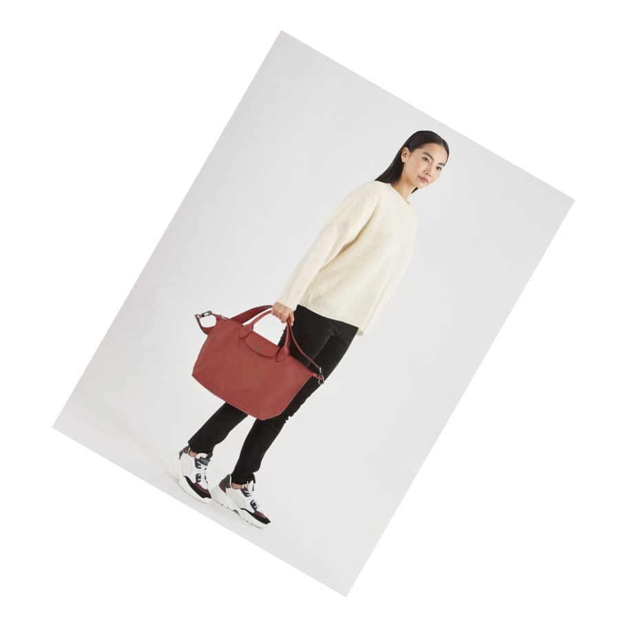 Longchamp Le Pliage Cuir M Naisten Käsilaukut Punainen | Fi-OMAQ943