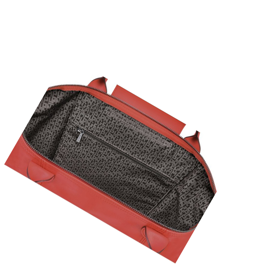 Longchamp Le Pliage Cuir M Naisten Käsilaukut Punainen | Fi-OMAQ943