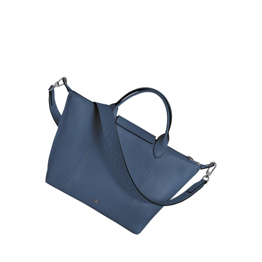 Longchamp Le Pliage Cuir M Naisten Käsilaukut Sininen | Fi-RPAJ439