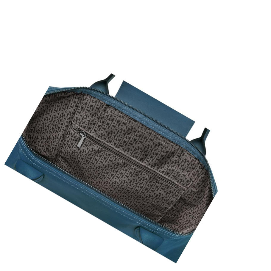 Longchamp Le Pliage Cuir M Naisten Käsilaukut Sininen | Fi-RPAJ439
