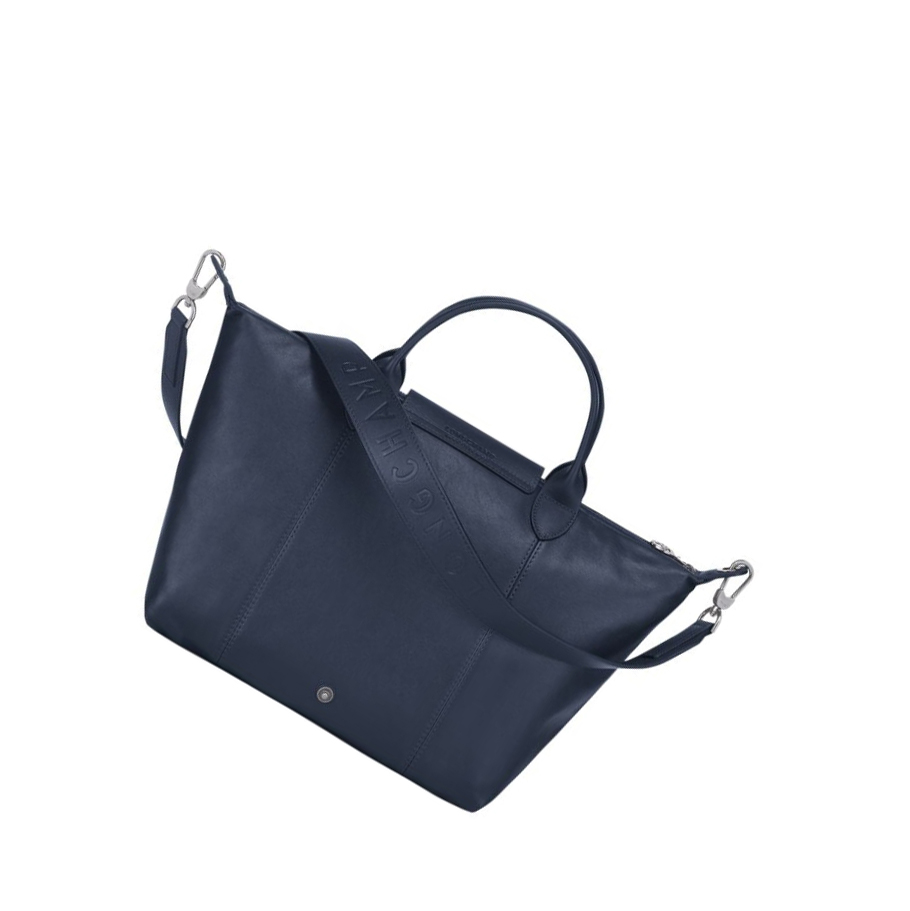 Longchamp Le Pliage Cuir M Naisten Käsilaukut Laivastonsininen | Fi-SKAQ603