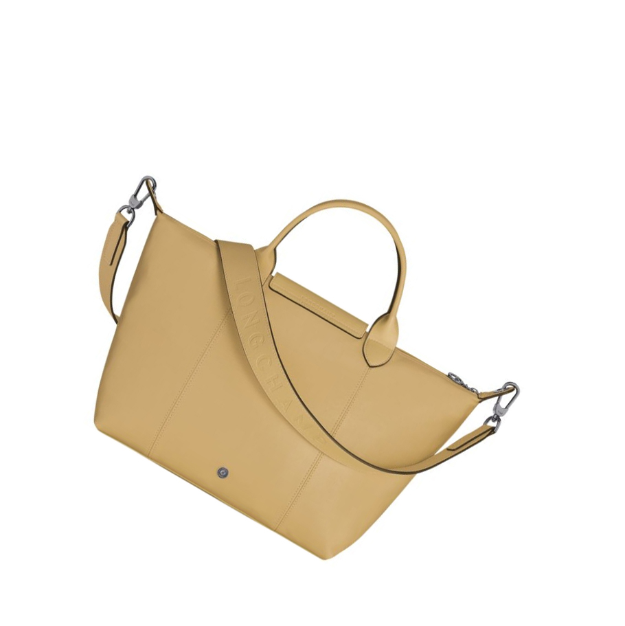 Longchamp Le Pliage Cuir M Naisten Käsilaukut Beige | Fi-UGCB401