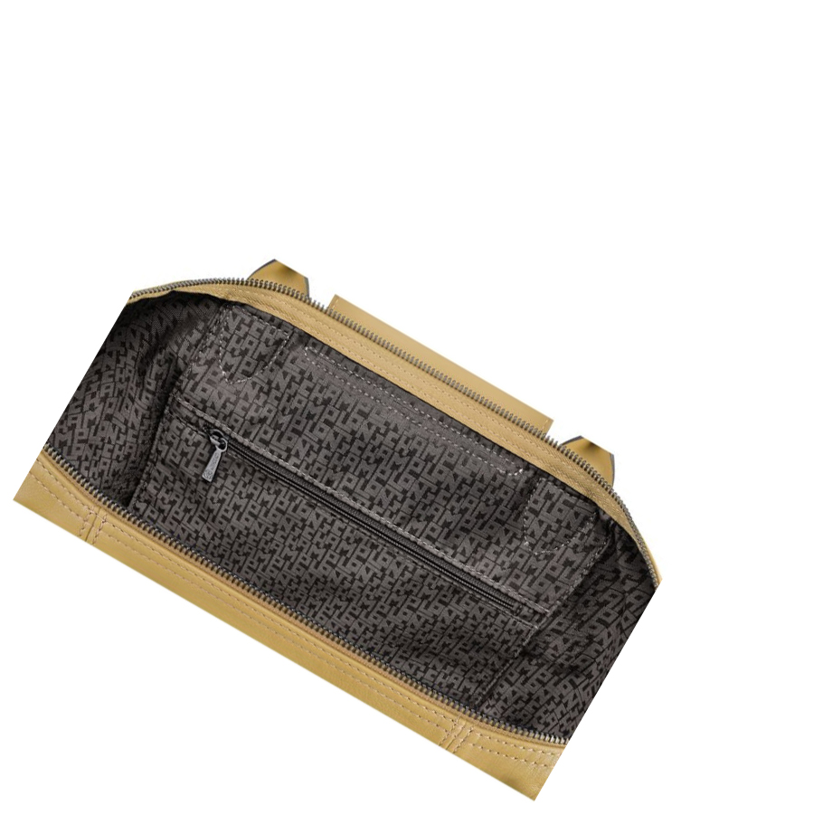 Longchamp Le Pliage Cuir M Naisten Käsilaukut Beige | Fi-UGCB401