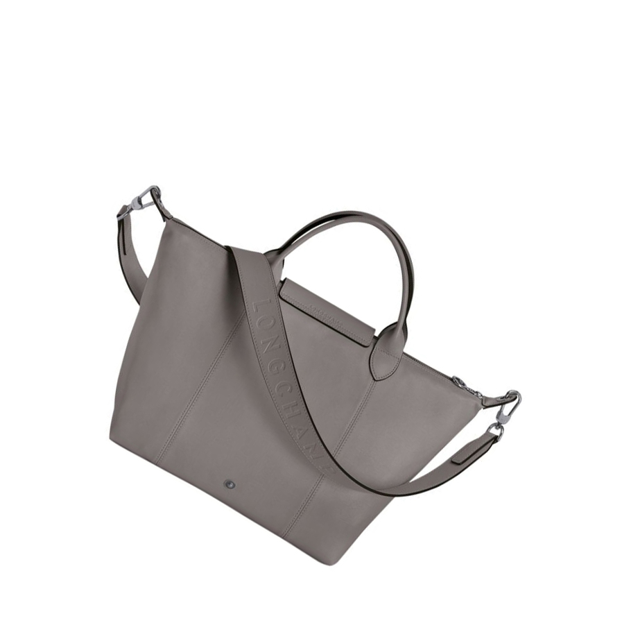 Longchamp Le Pliage Cuir M Naisten Käsilaukut Harmaat | Fi-ZCEK653