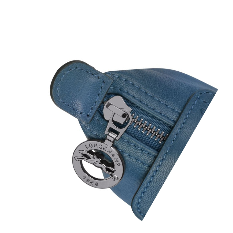 Longchamp Le Pliage Cuir Naisten Kolikkokukkarot Sininen | Fi-FGOL059