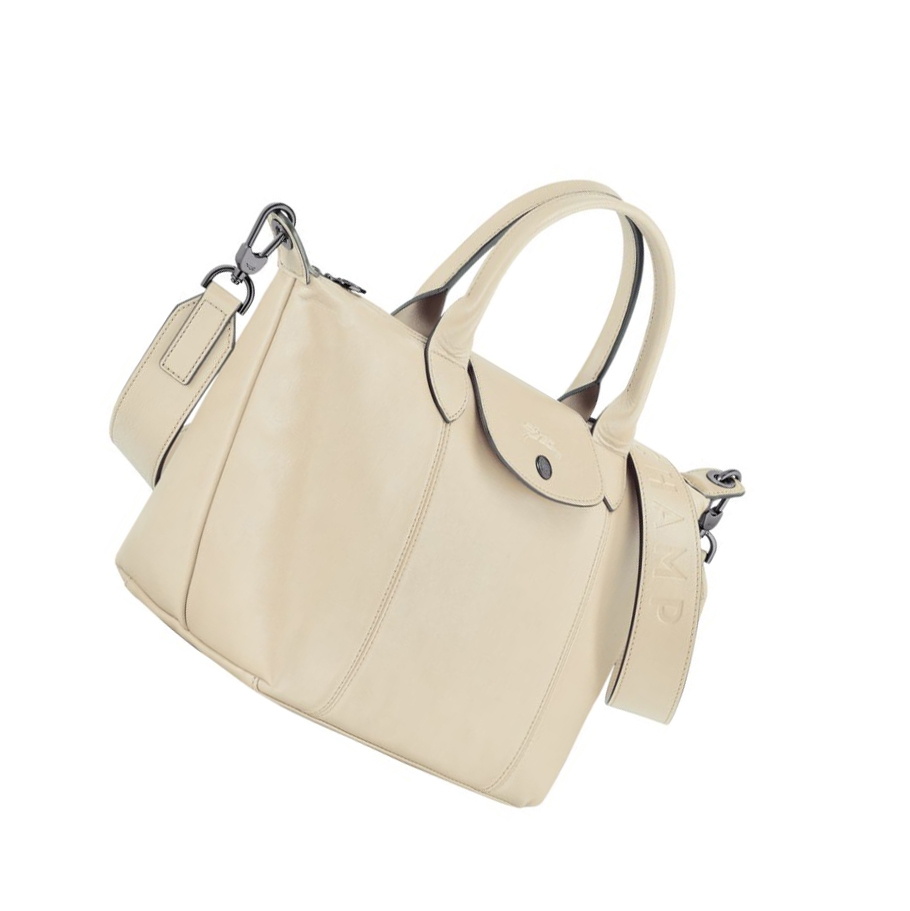 Longchamp Le Pliage Cuir S Naisten Käsilaukut Beige | Fi-VFOK851