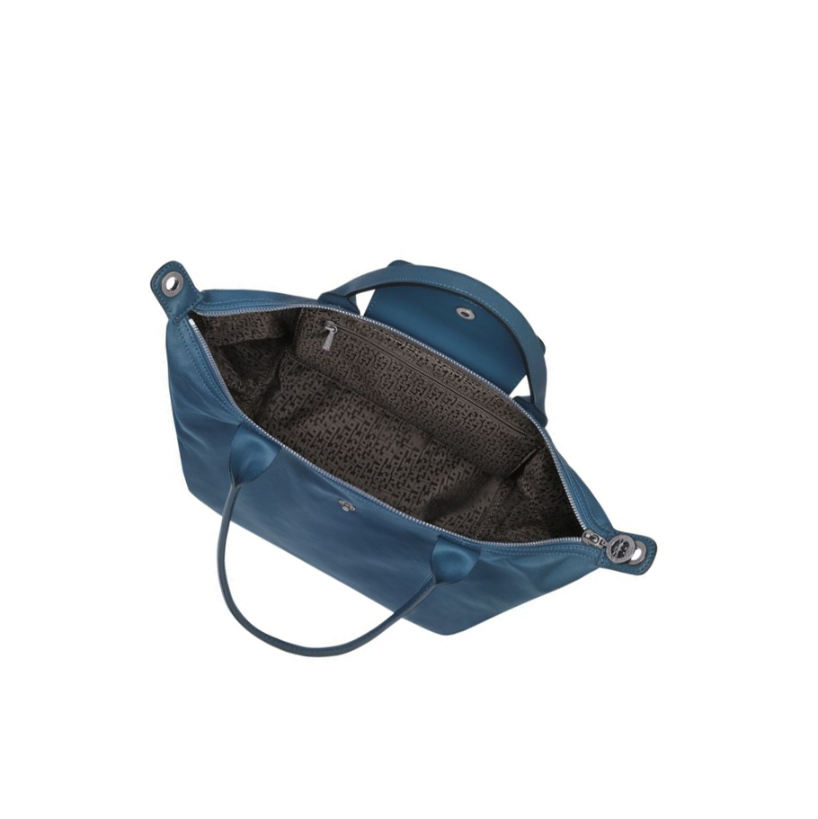 Longchamp Le Pliage Cuir S Naisten Käsilaukut Sininen | Fi-WXVY034