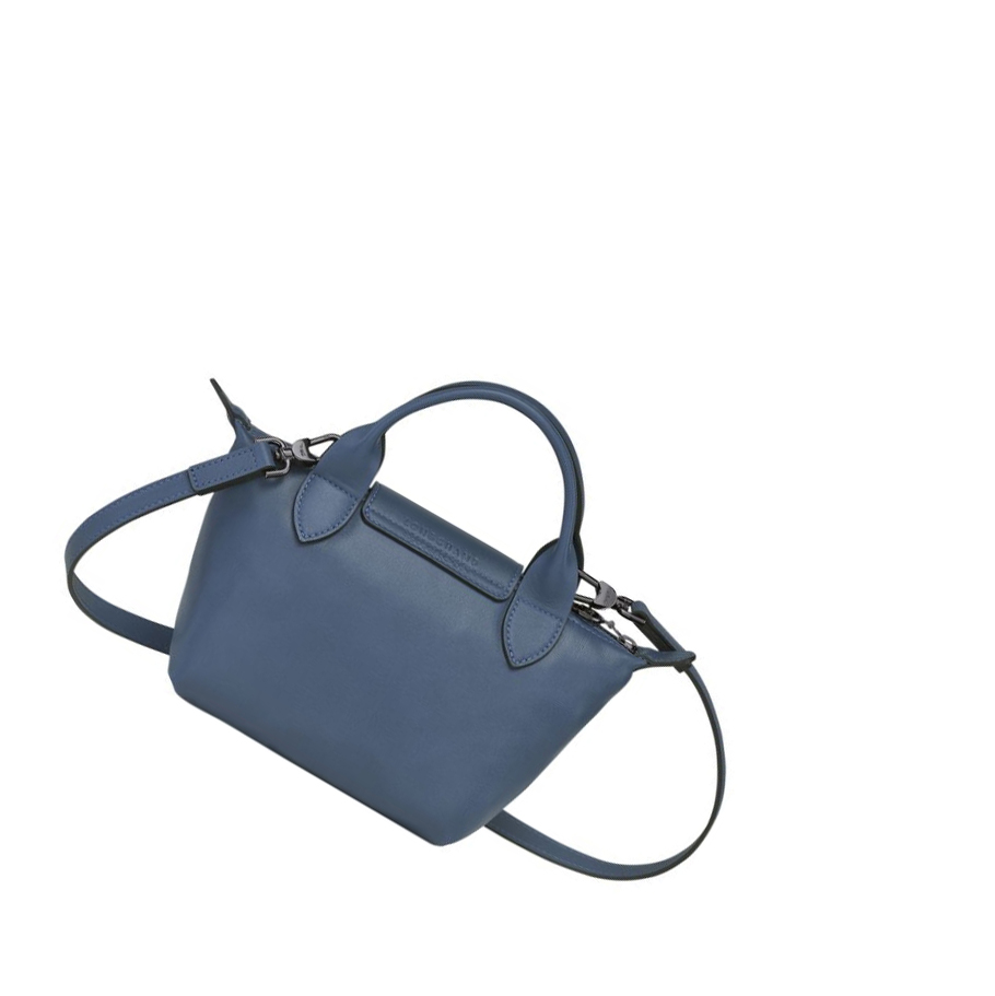 Longchamp Le Pliage Cuir XS Naisten Käsilaukut Sininen | Fi-EKJR872