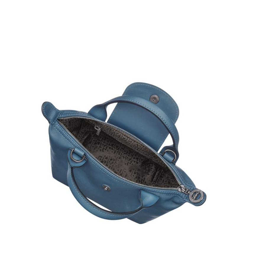 Longchamp Le Pliage Cuir XS Naisten Käsilaukut Sininen | Fi-EKJR872