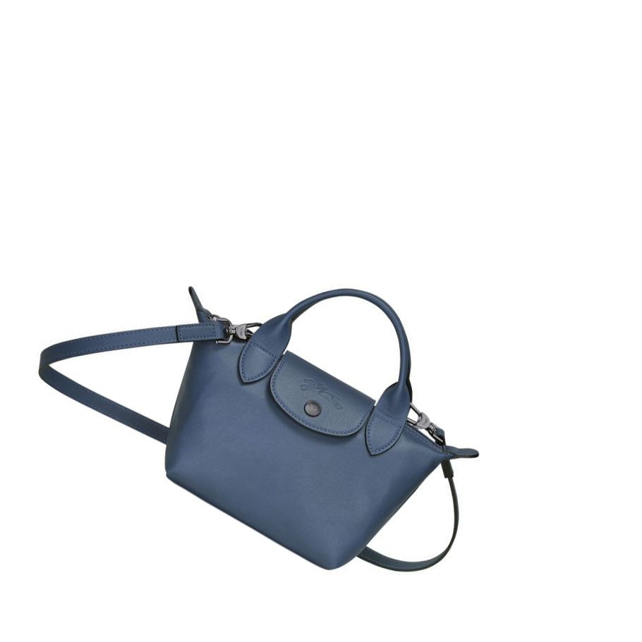 Longchamp Le Pliage Cuir XS Naisten Käsilaukut Sininen | Fi-EKJR872