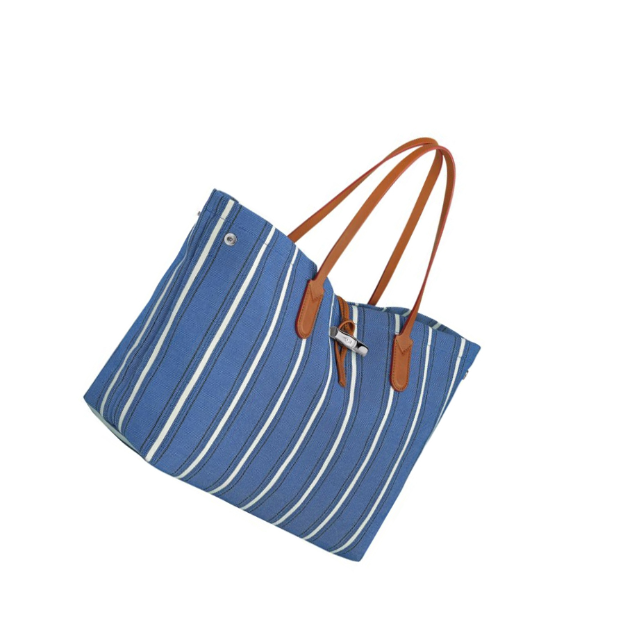 Longchamp Roseau Essential Rayé L Naisten Olkalaukku Sininen | Fi-BSDO189