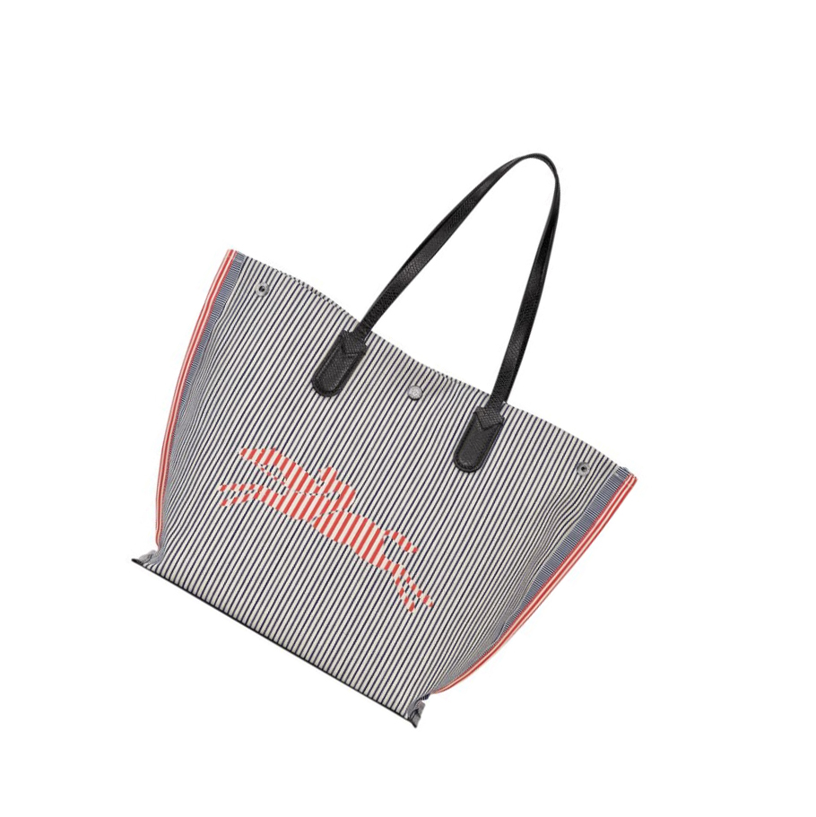 Longchamp Roseau Essential Rayé L Naisten Ostoskassit Laivastonsininen | Fi-FYKC149