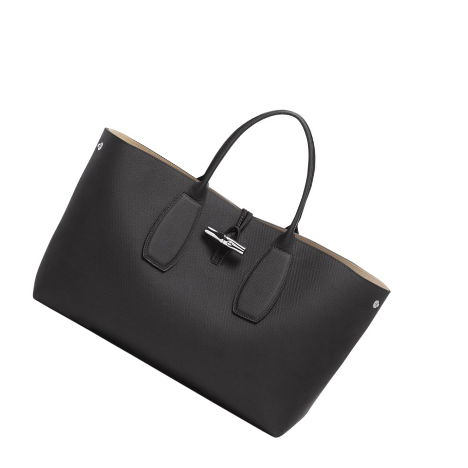 Longchamp Roseau L Naisten Käsilaukut Mustat | Fi-TUEX156