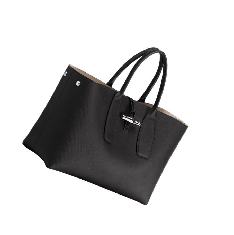 Longchamp Roseau L Naisten Käsilaukut Mustat | Fi-TUEX156