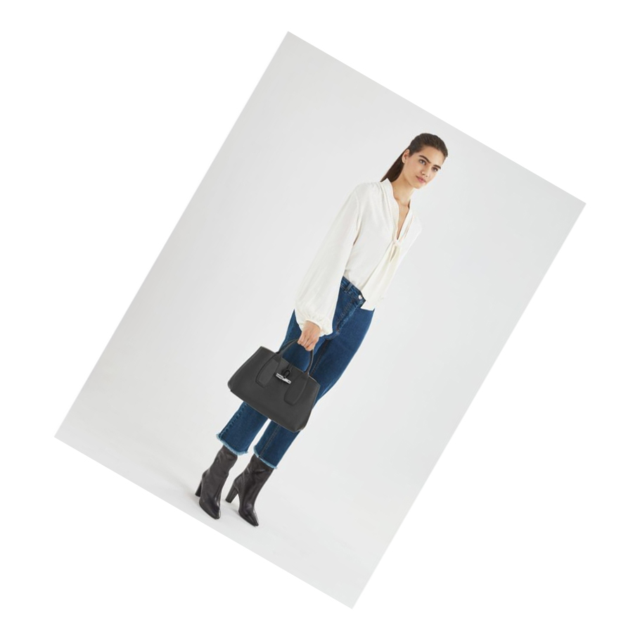 Longchamp Roseau M Naisten Käsilaukut Mustat | Fi-DEVZ826