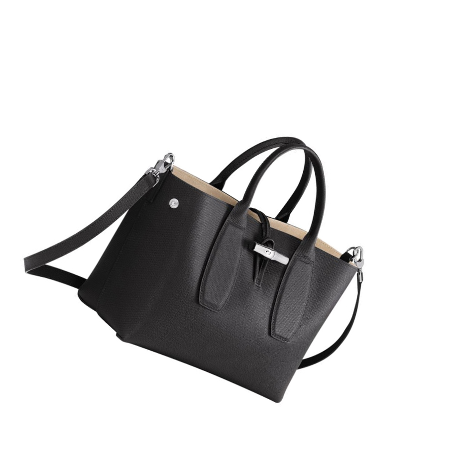 Longchamp Roseau M Naisten Käsilaukut Mustat | Fi-DEVZ826