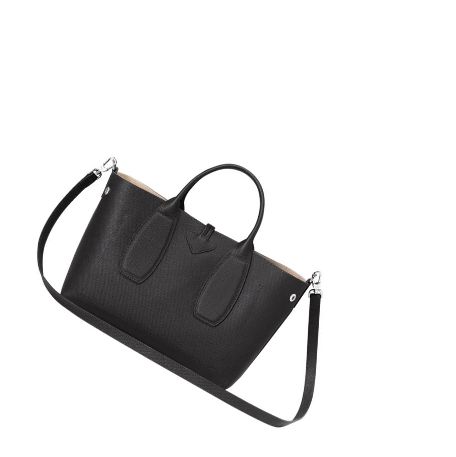 Longchamp Roseau M Naisten Käsilaukut Mustat | Fi-DEVZ826