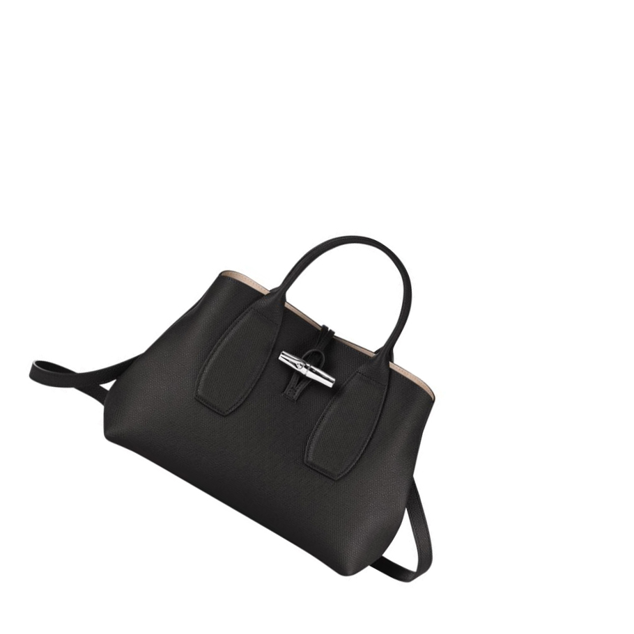 Longchamp Roseau M Naisten Käsilaukut Mustat | Fi-DEVZ826