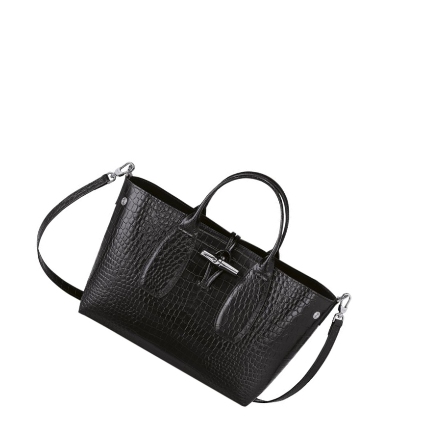 Longchamp Roseau M Naisten Käsilaukut Mustat | Fi-VJSR910