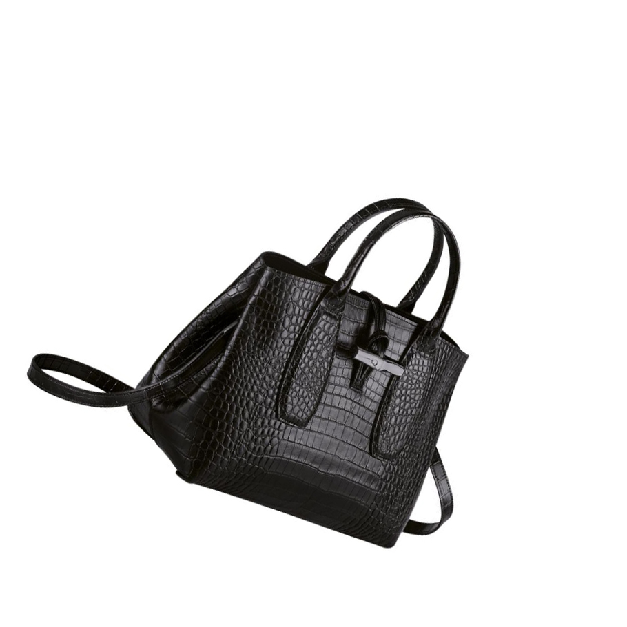 Longchamp Roseau M Naisten Käsilaukut Mustat | Fi-VJSR910