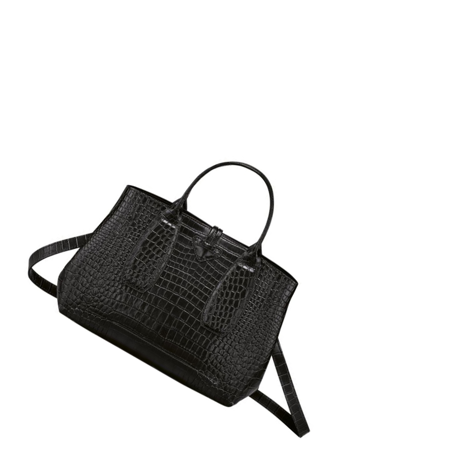 Longchamp Roseau M Naisten Käsilaukut Mustat | Fi-VJSR910