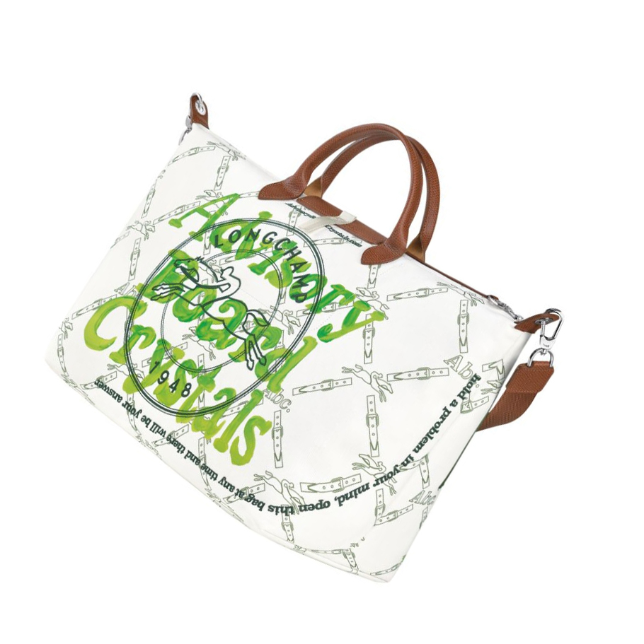 Longchamp X Abc Highart For Hs Naisten Matkakassit Valkoinen Vihreä | Fi-HENP057