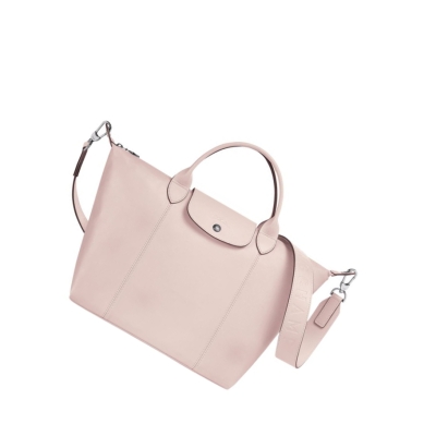 Longchamp Le Pliage Cuir M Naisten Käsilaukut Pinkki | Fi-IMQE340