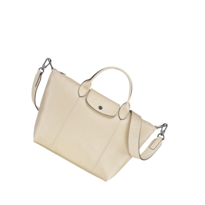 Longchamp Le Pliage Cuir M Naisten Käsilaukut Beige | Fi-KTEB604