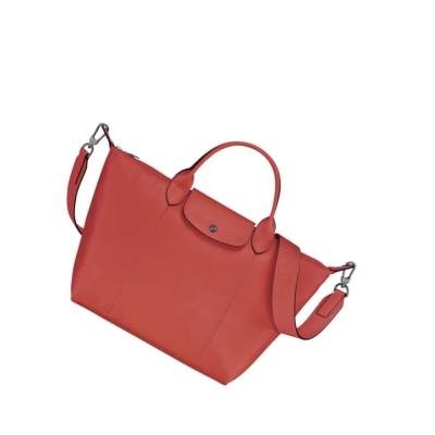 Longchamp Le Pliage Cuir M Naisten Käsilaukut Punainen | Fi-OMAQ943