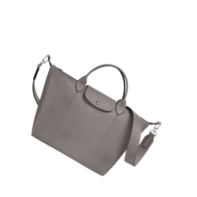 Longchamp Le Pliage Cuir M Naisten Käsilaukut Harmaat | Fi-ZCEK653
