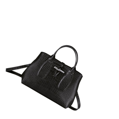 Longchamp Roseau M Naisten Käsilaukut Mustat | Fi-VJSR910